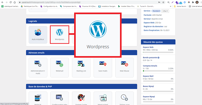 installer WordPress en 1 clic