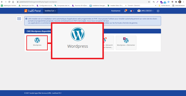 installer WordPress en 1 clic